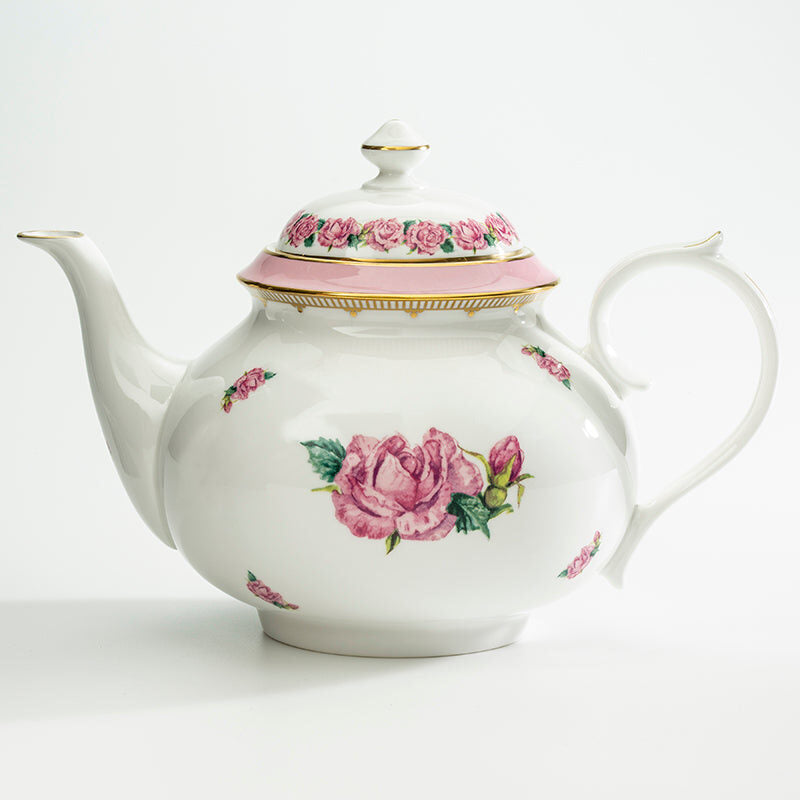 Halcyon Days Shell Garden Rose Pink Early Morning Teapot