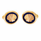 Halcyon Days Shells Round Cufflinks Navy Gold