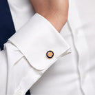 Halcyon Days Shells Round Cufflinks Navy Gold, alternate view