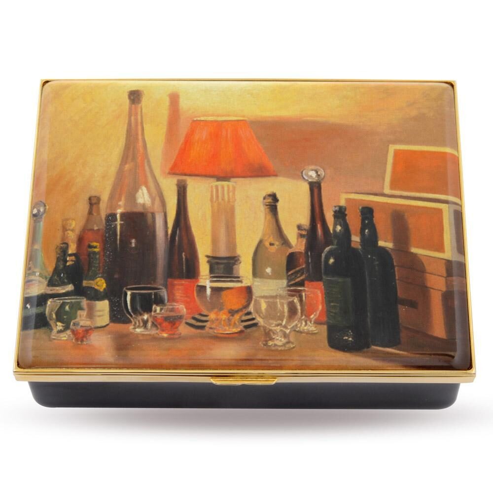 Halcyon Days Sir Winston Churchill 'Bottlescape' Enamel Box