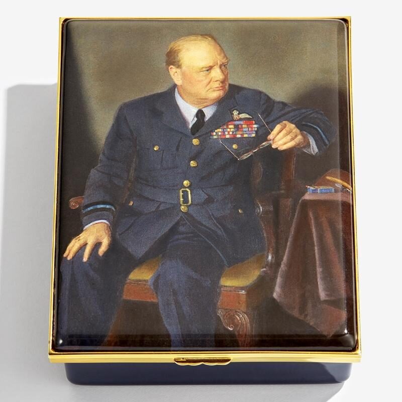 Halcyon Days Sir Winston Churchill Portrait By Chandor Enamel Box