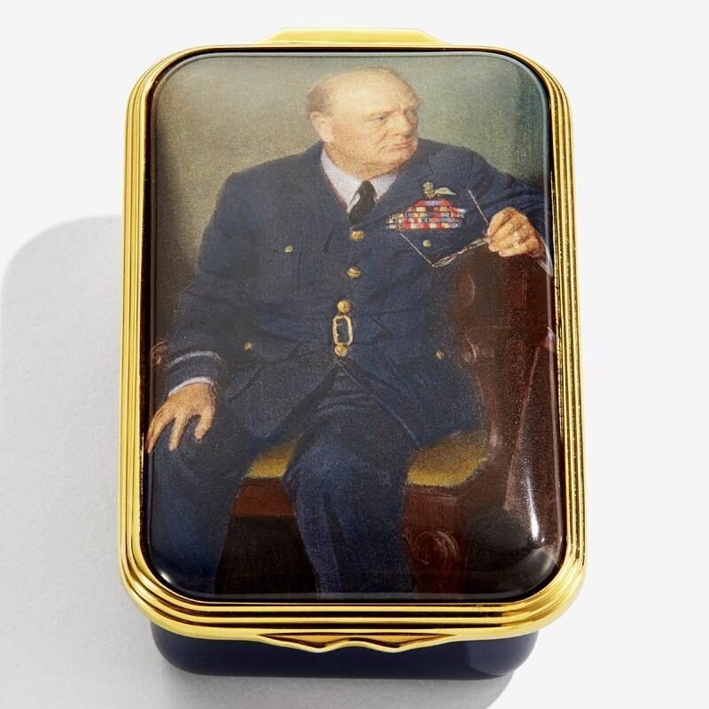 Halcyon Days Sir Winston Churchill Portrait By Chandor Enamel Box, alternate view