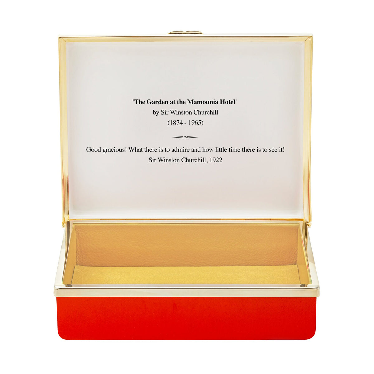 Halcyon Days Sir Winston Churchill "The Garden At the Mamounia Hotel" Enamel Box, alternate view