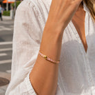 Halcyon Days Skinny Bee Hinged Bangle in Pale Pink & Gold, alternate view