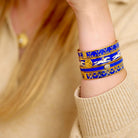 Halcyon Days Skinny Pave Button Cobalt & Gold Bangle Women's Fine Bangle Bracelet, alternate view
