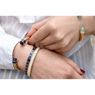 Halcyon Days Skinny Salamander Hinged Bangle in Cream & Gold, alternate view