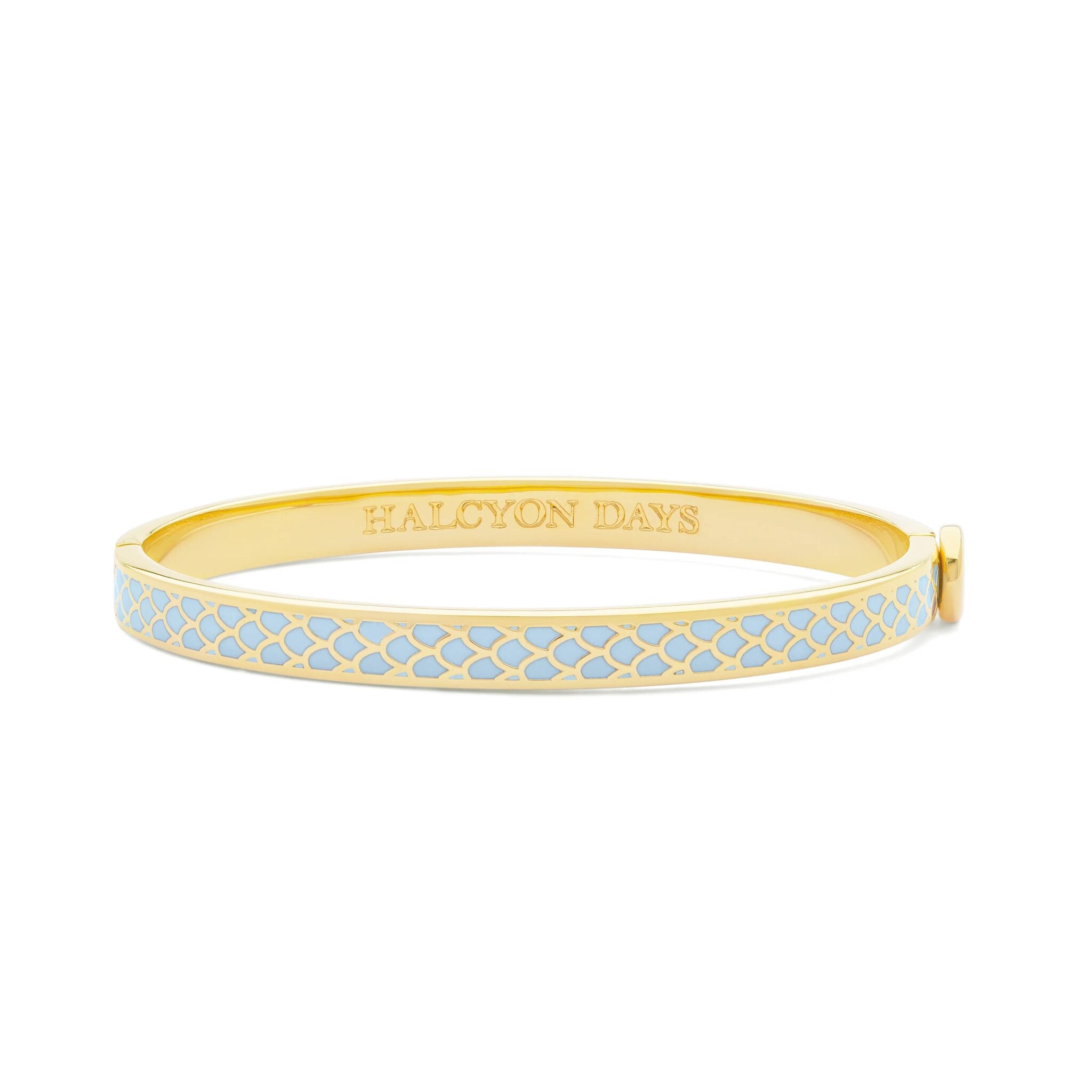 Halcyon Days Skinny Salamander Hinged Bangle in Forget-me-Not Blue & Gold Women's Fine Bangle Bracelet