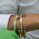 Halcyon Days Skinny Salamander Hinged Bangle in Forget-me-Not Blue & Gold, alternate view