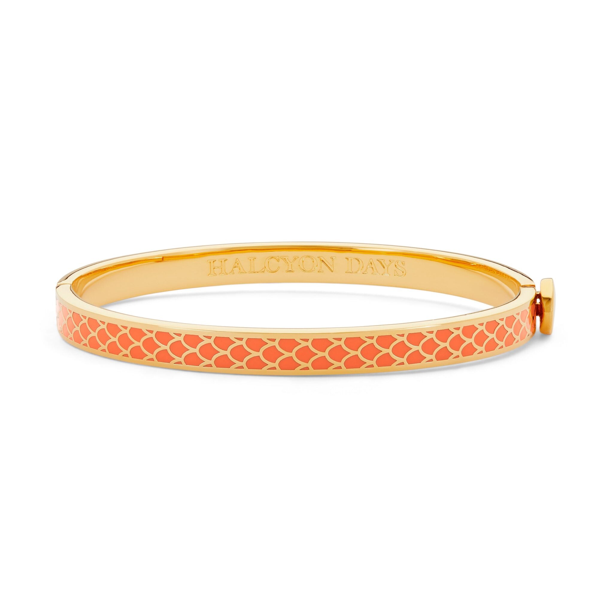 Halcyon Days Skinny Salamander Hinged Bangle in Orange & Gold Women's Fine Bangle Bracelet