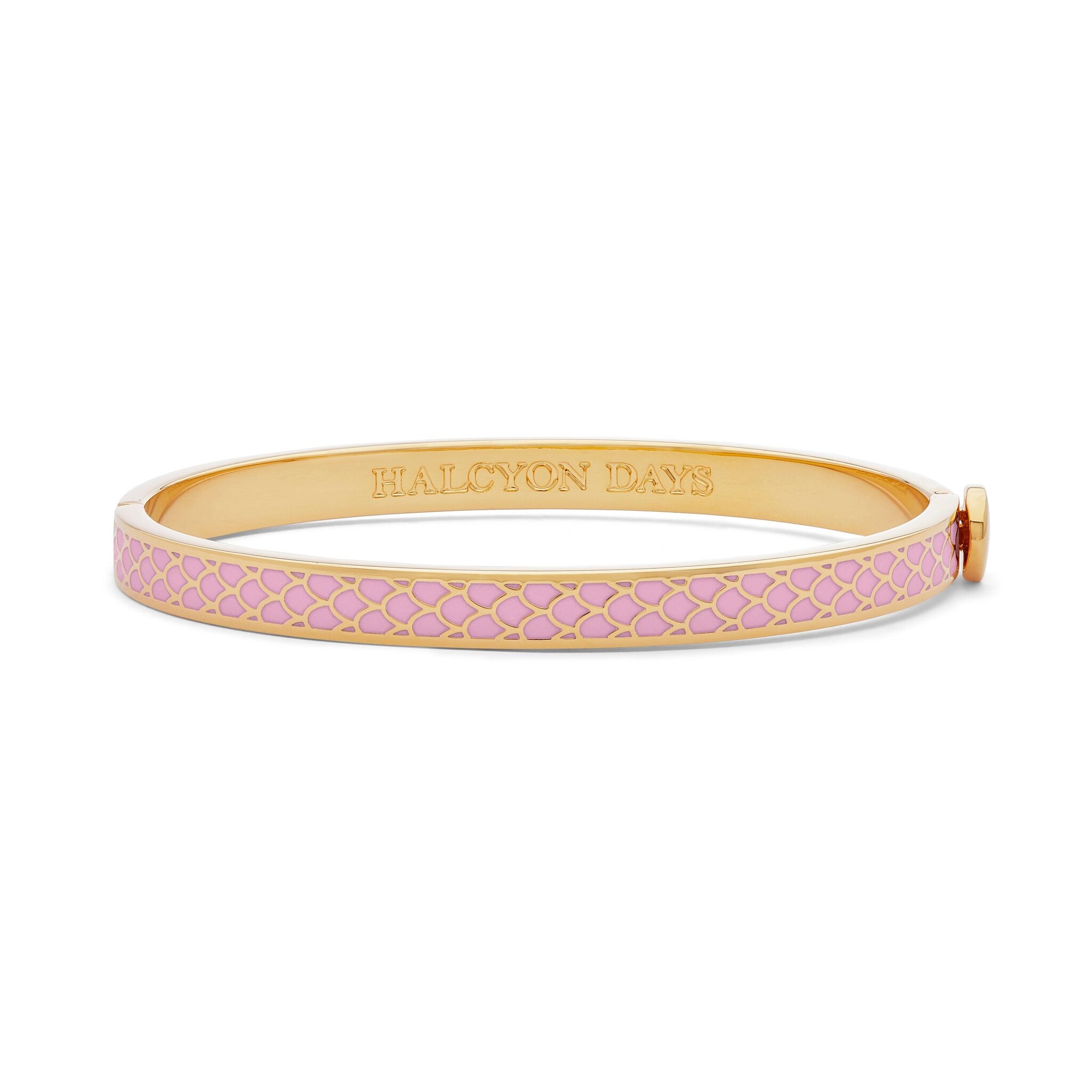 Halcyon Days Skinny Salamander Hinged Bangle in Pink & Gold Women's Fine Bangle Bracelet