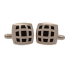 Halcyon Days Square Chequered Cufflinks - Black/Silver