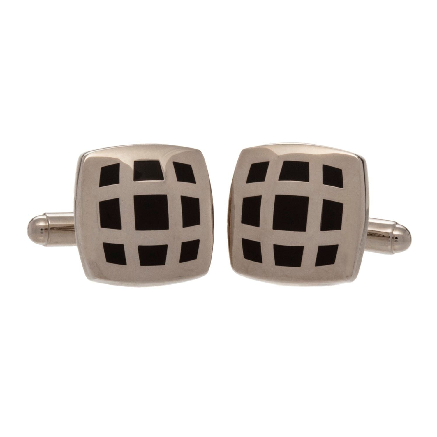 Halcyon Days Square Chequered Cufflinks - Black/Silver