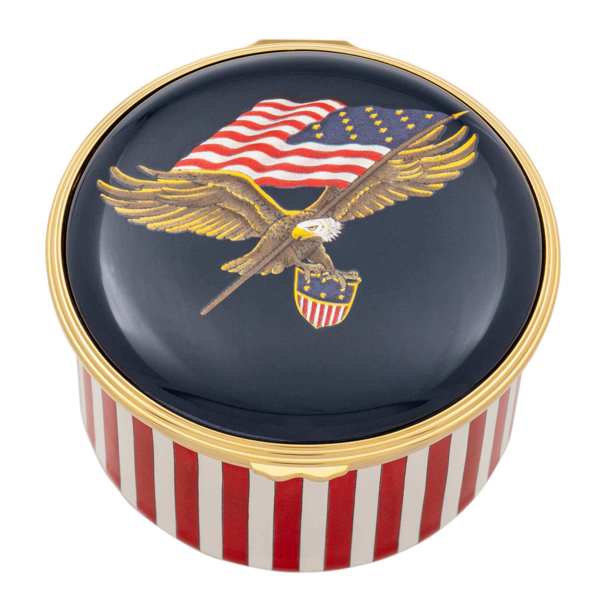 Halcyon Days Star-Spangled Banner Enamel Musical Box