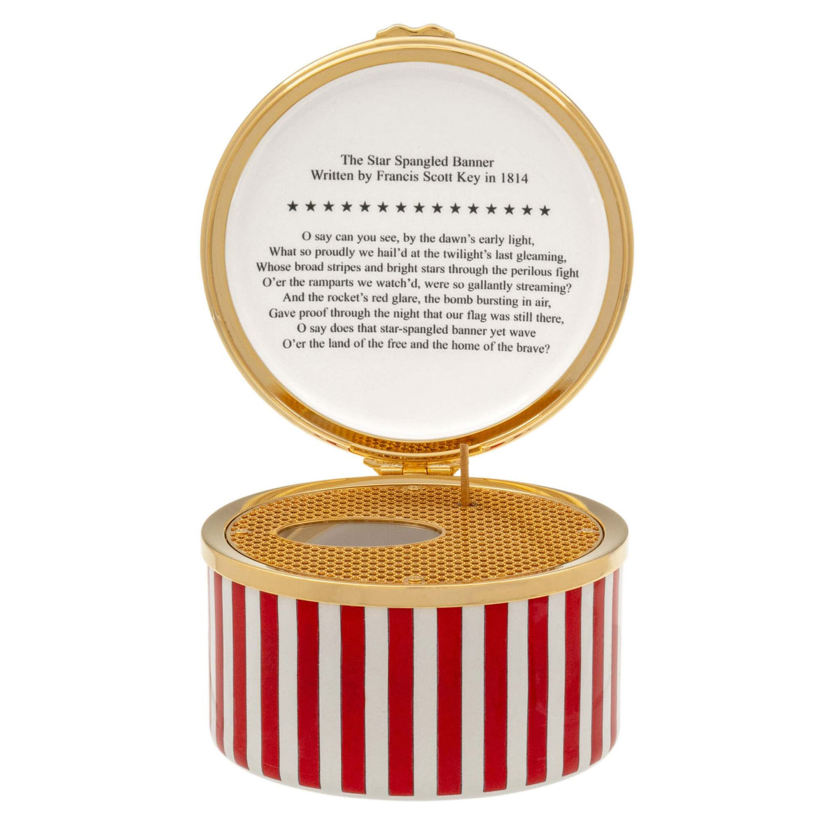 Halcyon Days Star-Spangled Banner Enamel Musical Box, alternate view