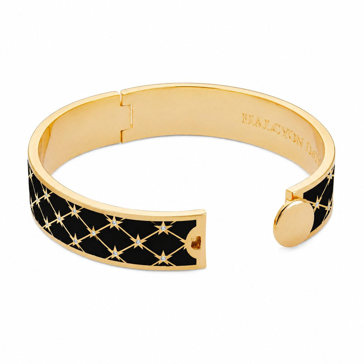 Halcyon Days Star Sparkle Trellis Hinged Bangle in Black & Gold, alternate view
