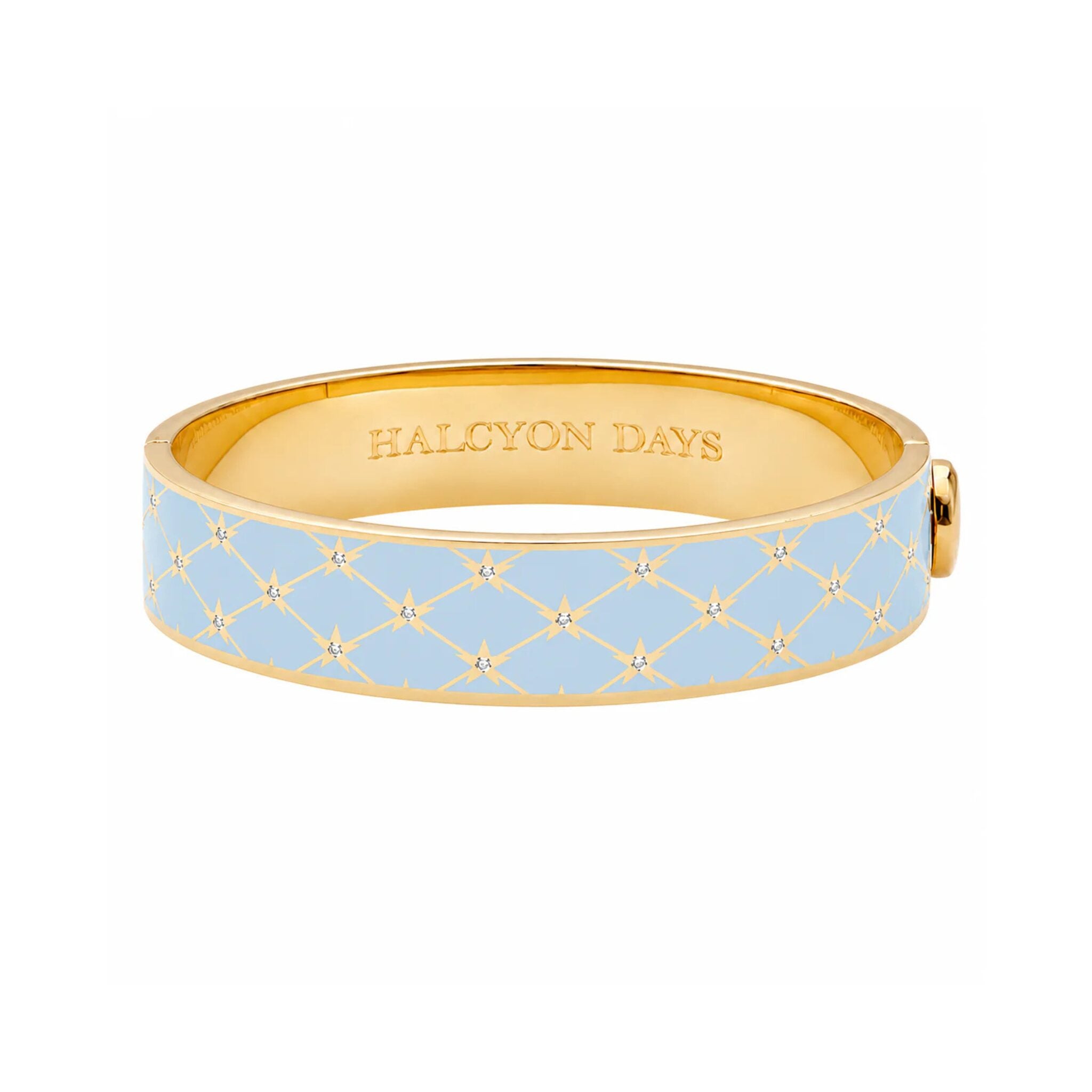 Halcyon Days Star Sparkle Trellis Hinged Bangle in Forget-Me-Not Blue & Gold Women's Fine Bangle Bracelet