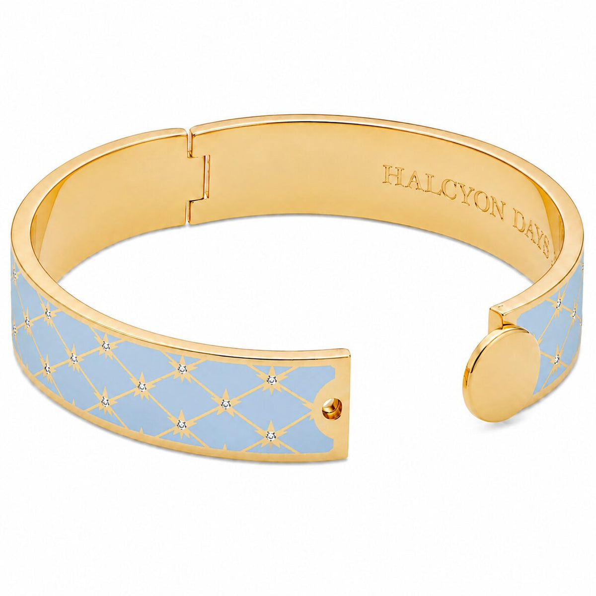 Halcyon Days Star Sparkle Trellis Hinged Bangle in Forget-Me-Not Blue & Gold, alternate view