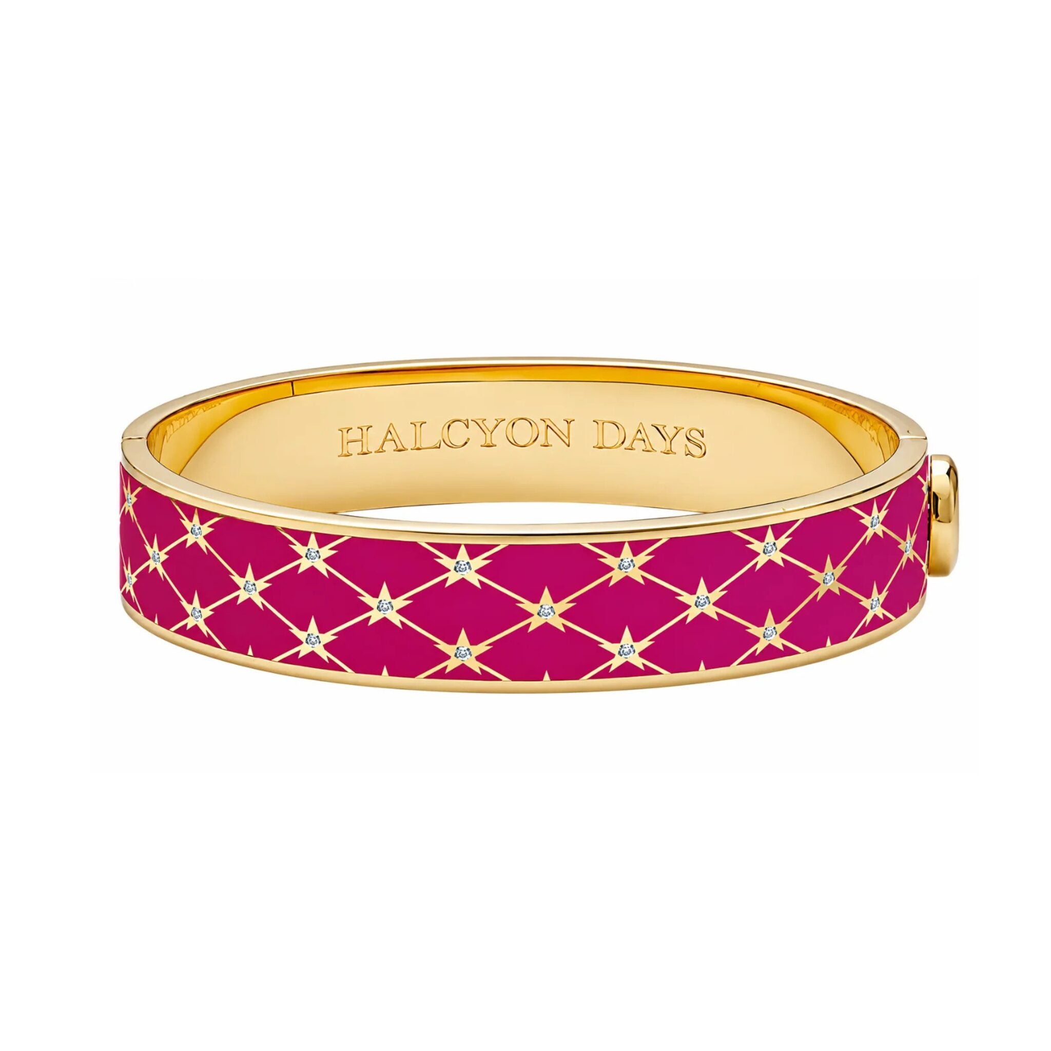 Halcyon Days Star Sparkle Trellis Hinged Bangle in Pink Tourmaline & Gold Women's Fine Bangle Bracelet
