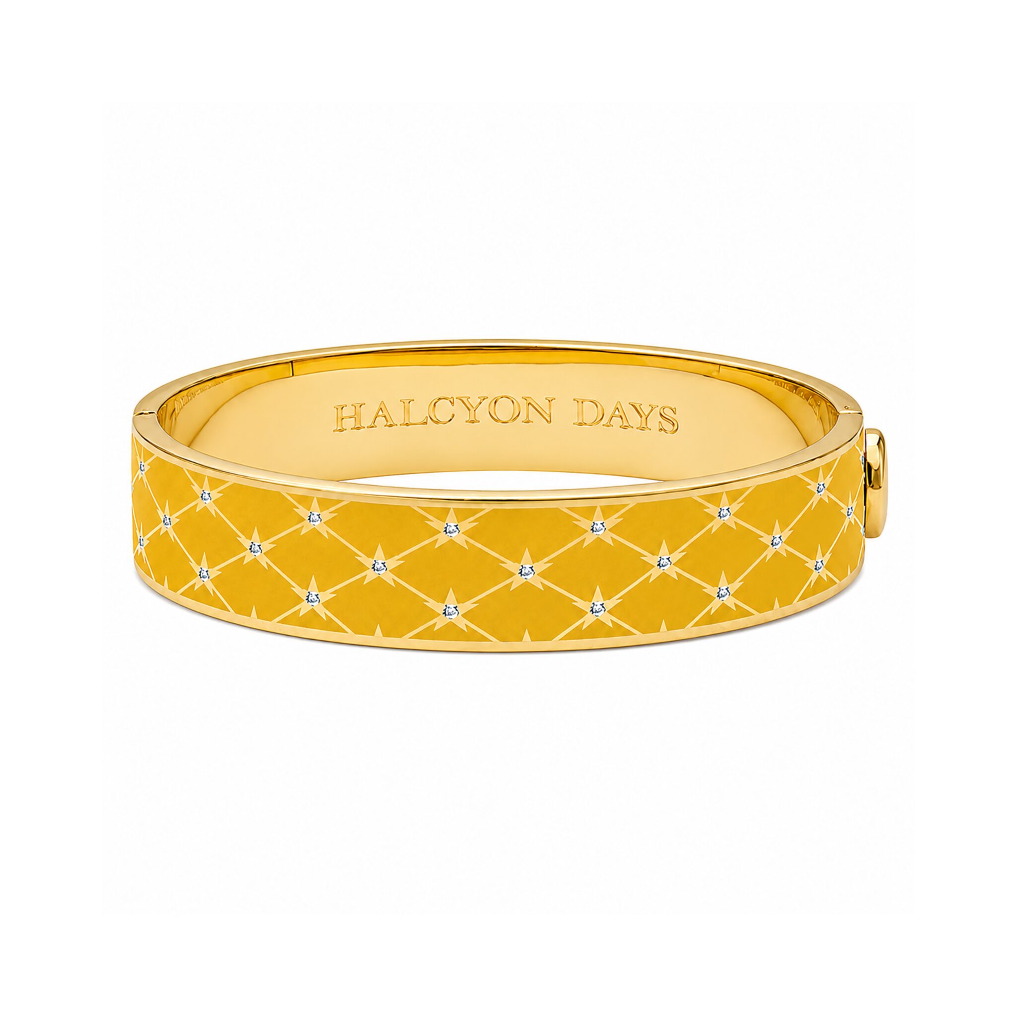 Halcyon Days Star Sparkle Trellis Hinged Bangle in Radiant Yellow & Gold Women's Fine Bangle Bracelet