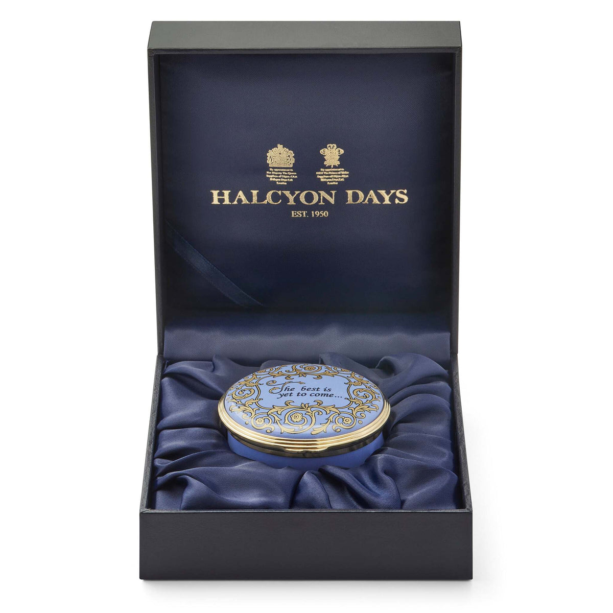 Halcyon Days The Best Is Yet To Come Enamel Box - Personalised, alternate view
