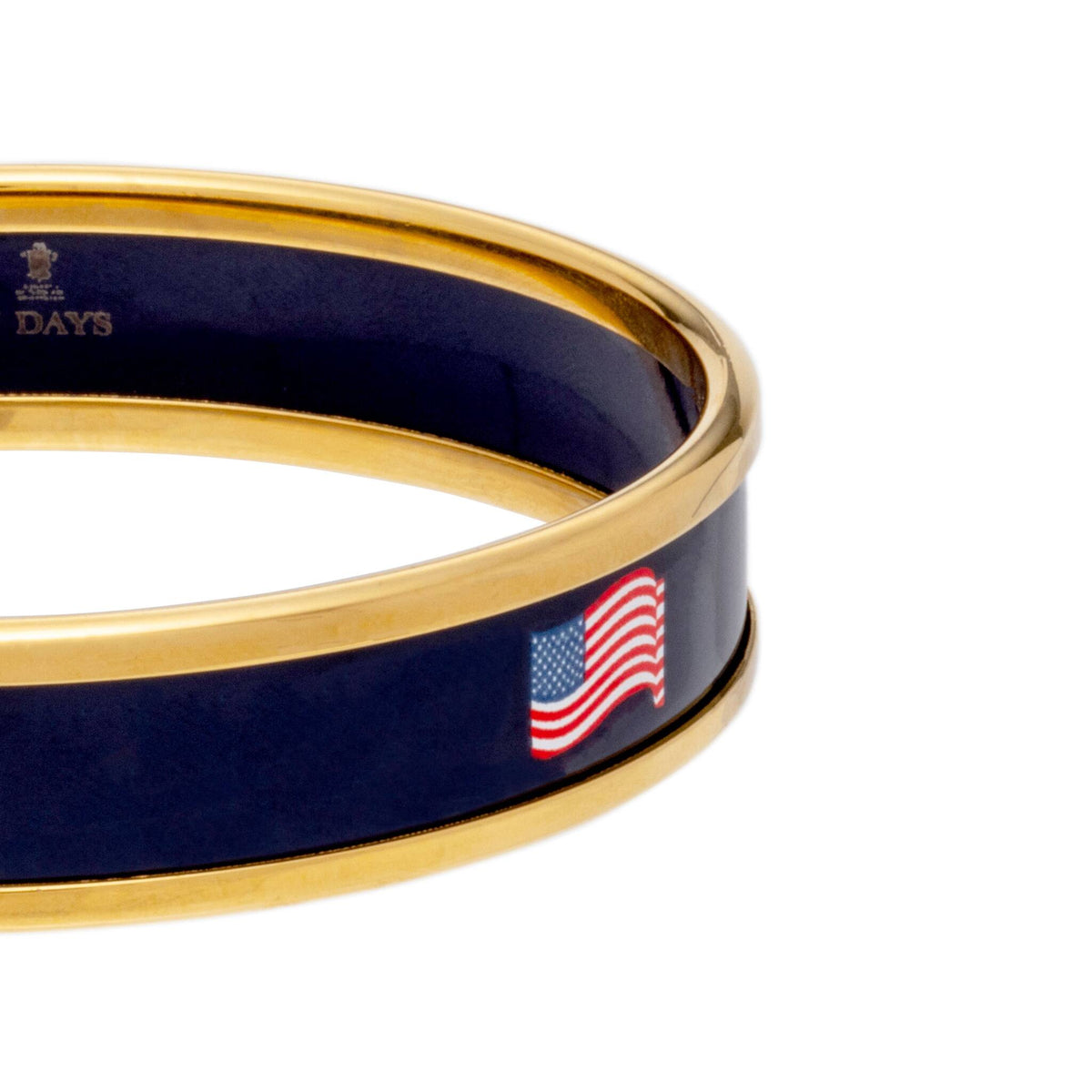 Halcyon Days The Stars & Stripes Enamel Bangle in Navy & Gold, alternate view