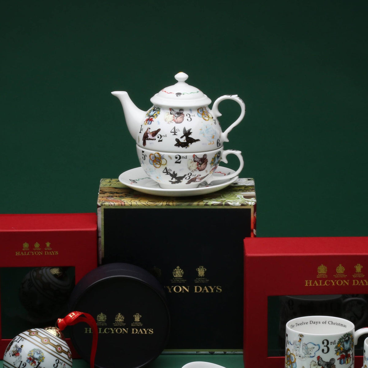 Halcyon Days The Twelve Days of Christmas Tea For One Tea Set, alternate view