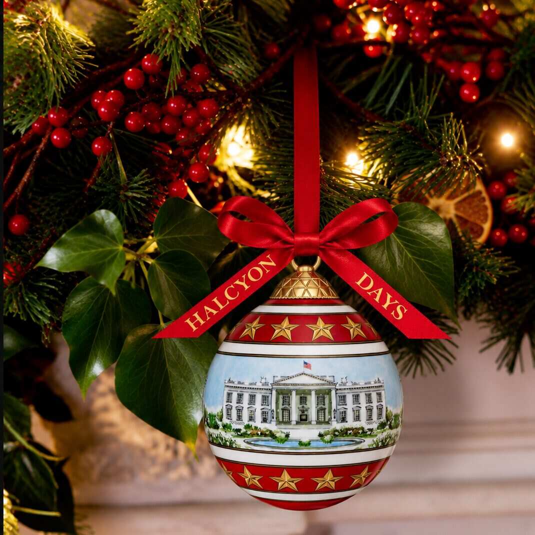 Halcyon Days The White House in the Snow 3" Bauble, view 2
