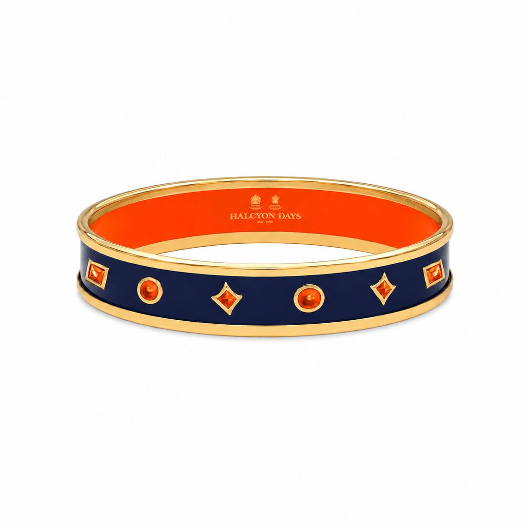 Halcyon Days Tug Rice "Crown Jewels" Enamel Bangle Women's Fine Bangle Bracelet — Small