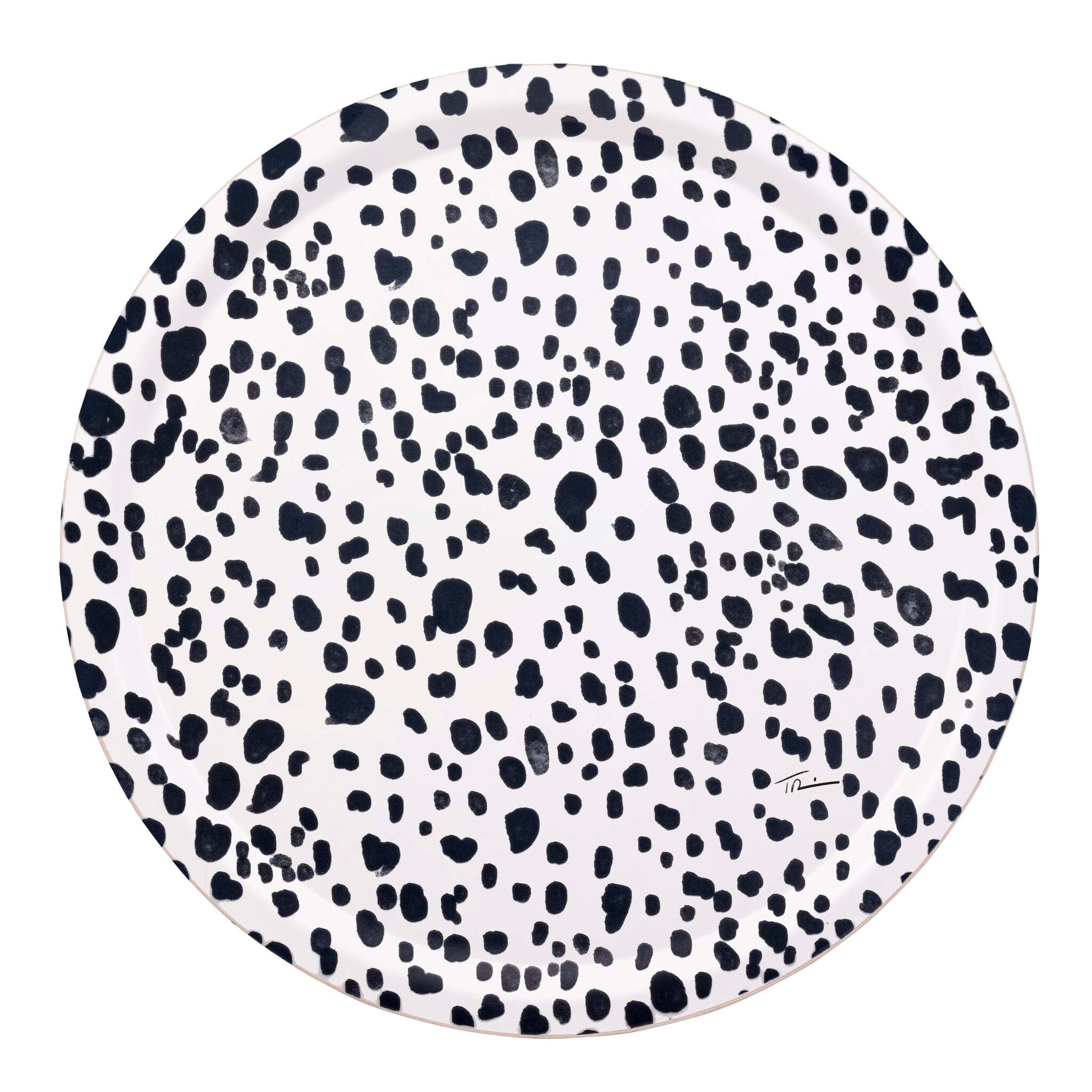 Halcyon Days Tug Rice Ermine Print - Round Birchwood Tray