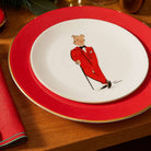 Halcyon Days Tug Rice "Hal the Bear" - Fine Bone China 10" Coupe Plate in White, lifestyle view