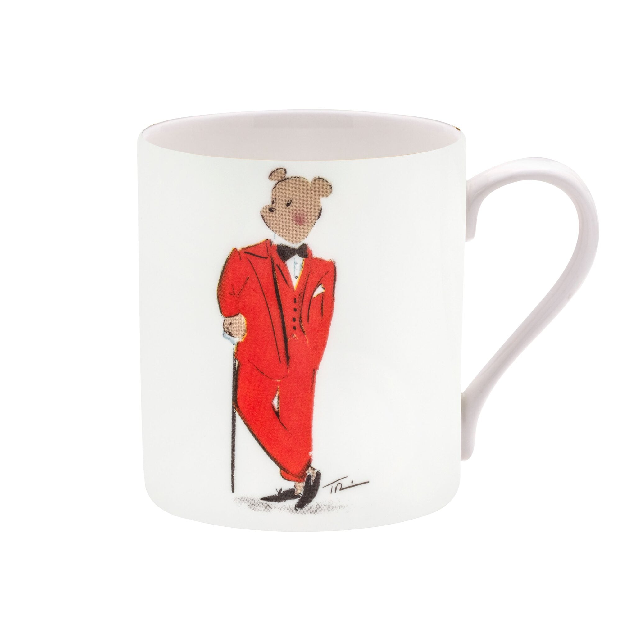 Halcyon Days Tug Rice "Hal the Bear" - Fine Bone China White Mug - Ungilded