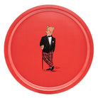 Halcyon Days Tug Rice "Hal the Bear" Round Birchwood Tray in Red
