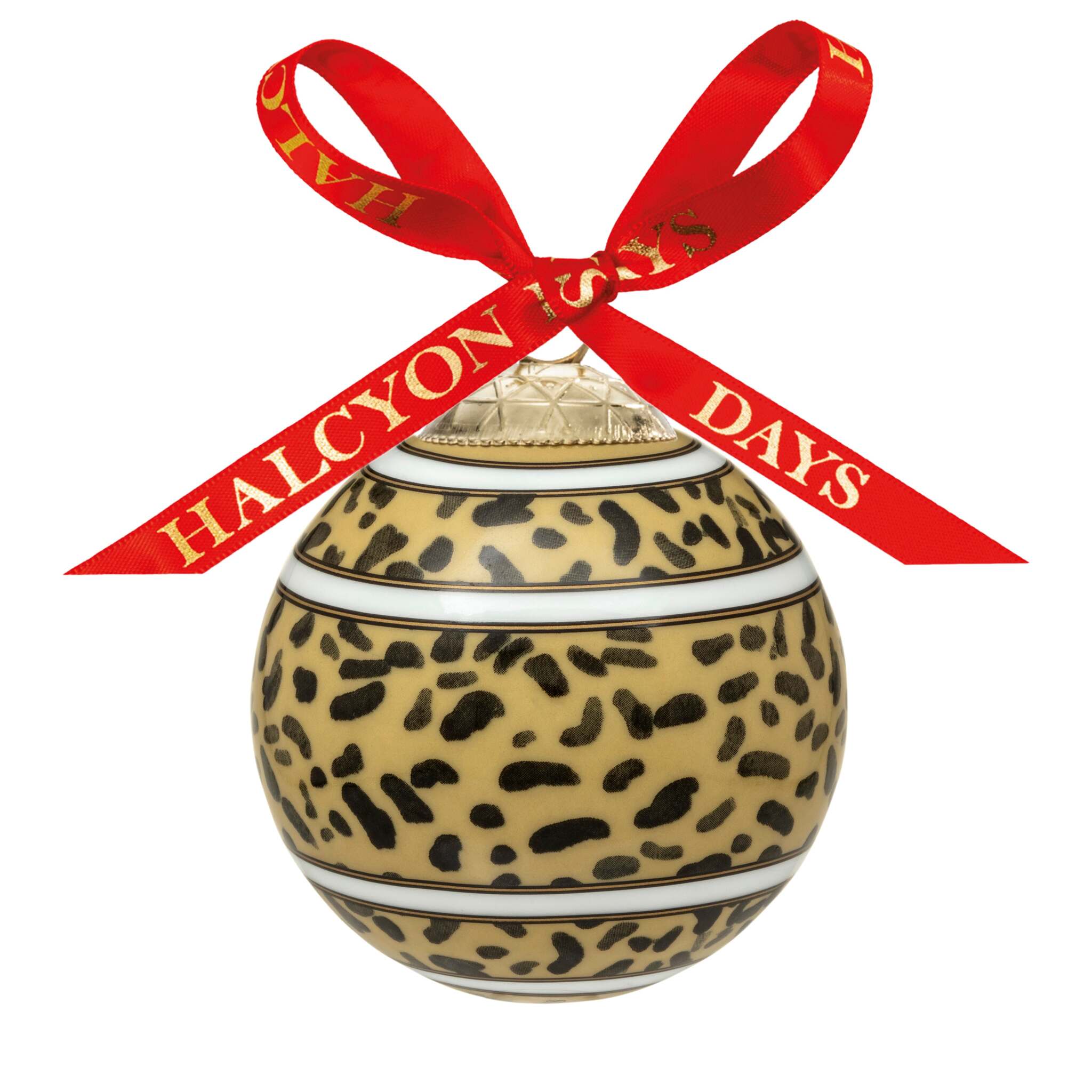 Halcyon Days Tug Rice Leopard Print - 3" Bauble Christmas Ornament