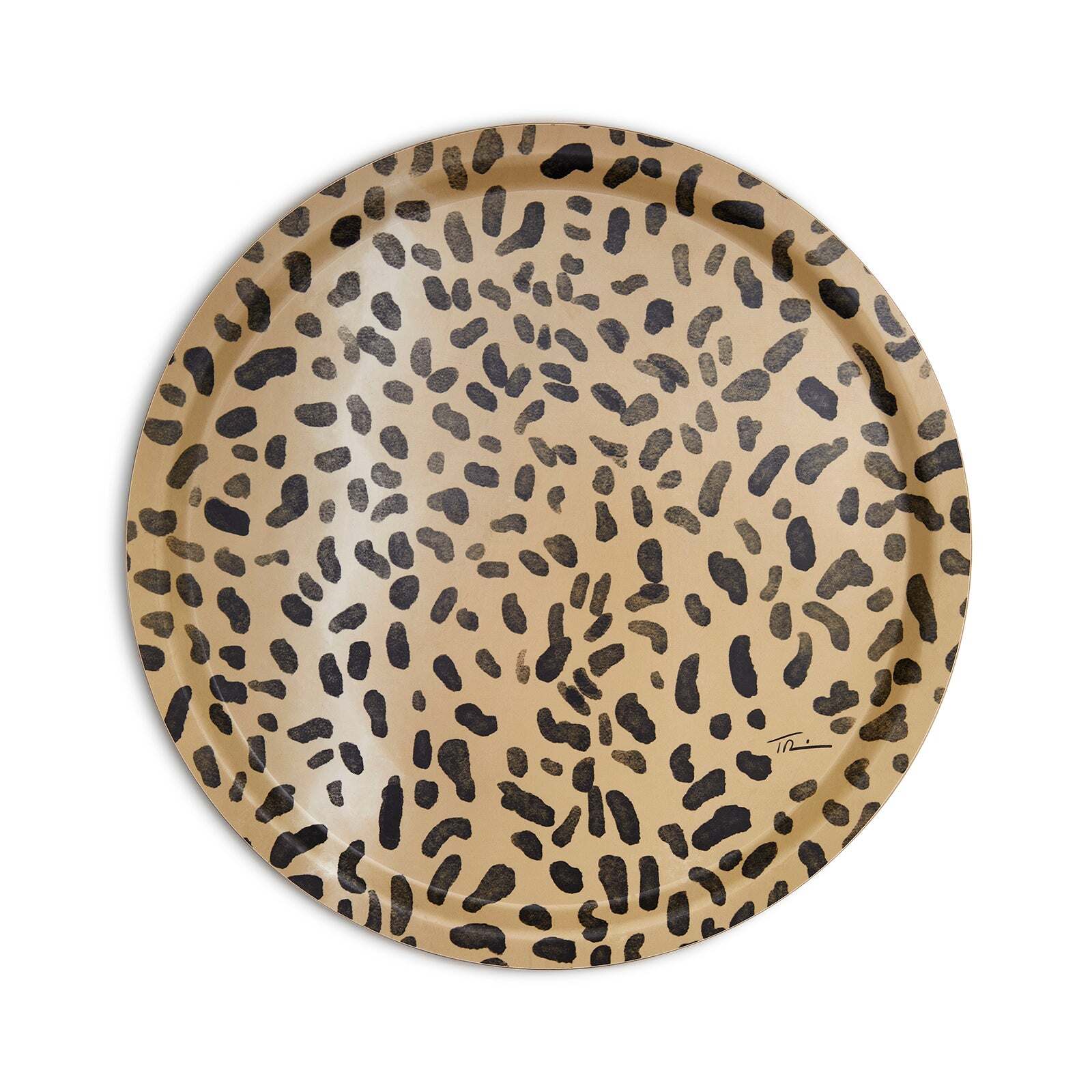 Halcyon Days Tug Rice Leopard Print - Round Birchwood Tray