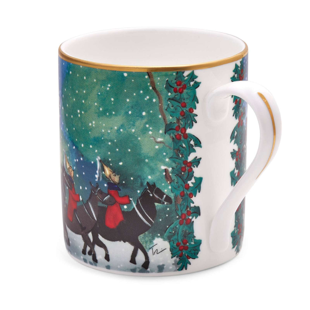 Halcyon Days Tug Rice "Life Guards in the Snow" - Fine Bone China Mug in Blue, alternate view