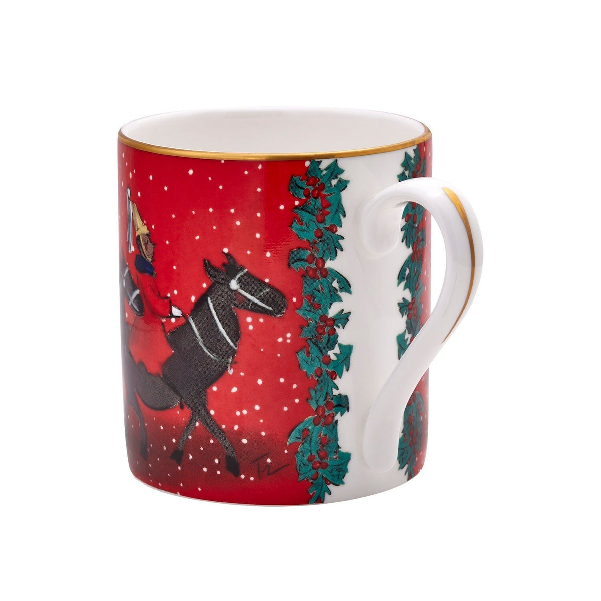 Halcyon Days Tug Rice "Life Guards in the Snow" - Fine Bone China Mug in Red, alternate view
