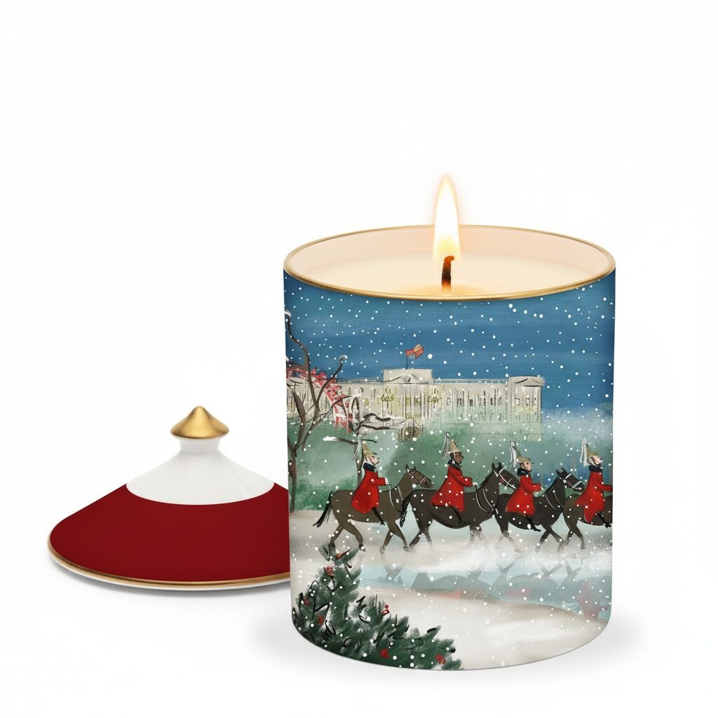 Halcyon Days Tug Rice "Life Guards in the Snow" - Lidded Fine Bone China Candle – Sandalwood & Vetiver