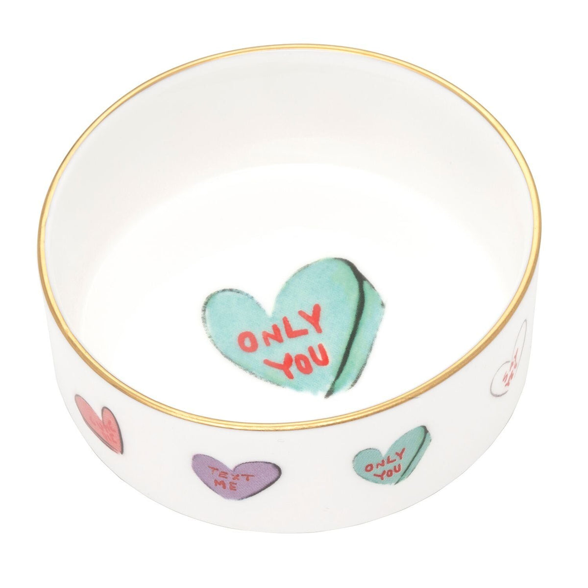 Halcyon Days Tug Rice "Only You" - Fine Bone China Round Trinket Box in White, alternate view