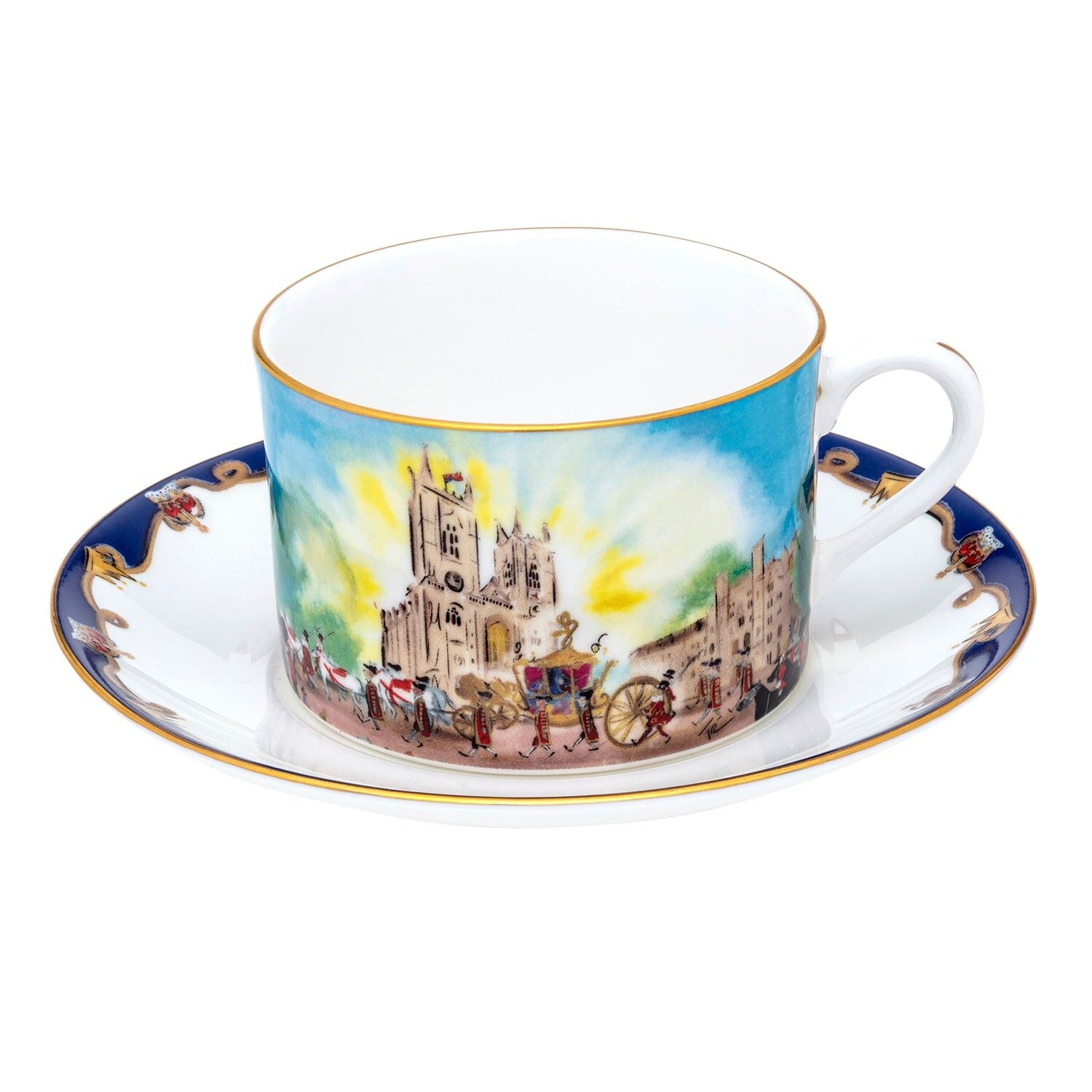 Halcyon Days Tug Rice "The Coronation At Westminster Abbey" - Fine Bone China Teacup & Saucer Tea Set