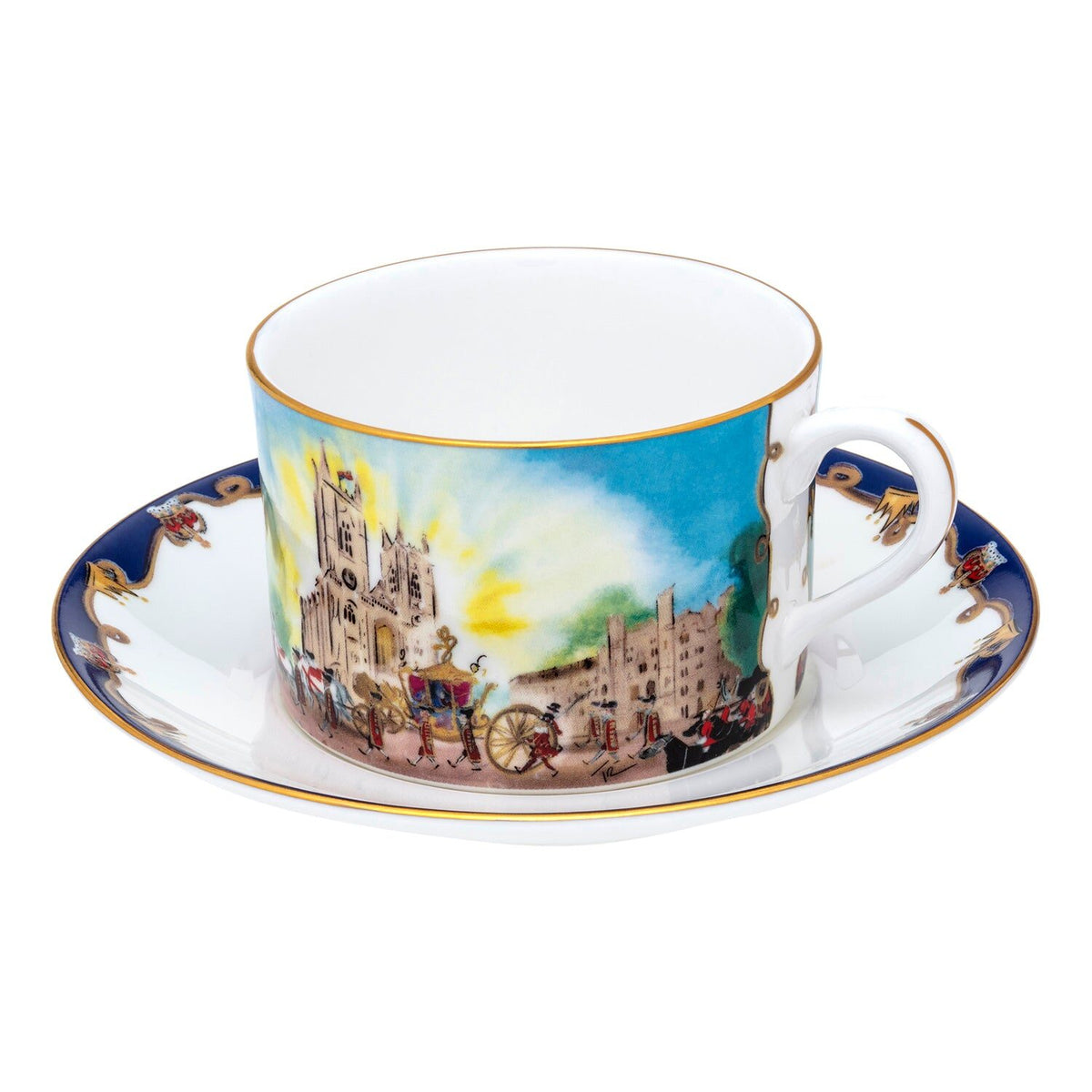 Halcyon Days Tug Rice "The Coronation At Westminster Abbey" - Fine Bone China Teacup & Saucer