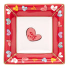 Halcyon Days Tug Rice "True Love" - Fine Bone China Square Trinket Tray in Red