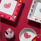 Halcyon Days Tug Rice "True Love" - Fine Bone China Square Trinket Tray in Red, alternate view