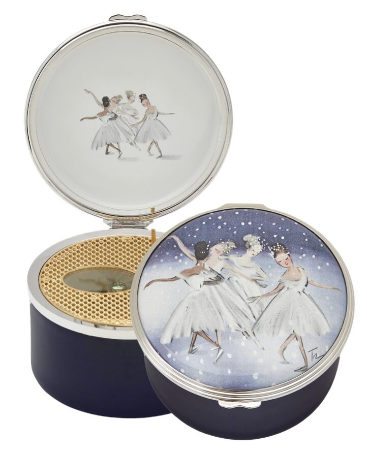 Halcyon Days Tug Rice "Waltz of the Snowflakes" - Enamel Musical Box