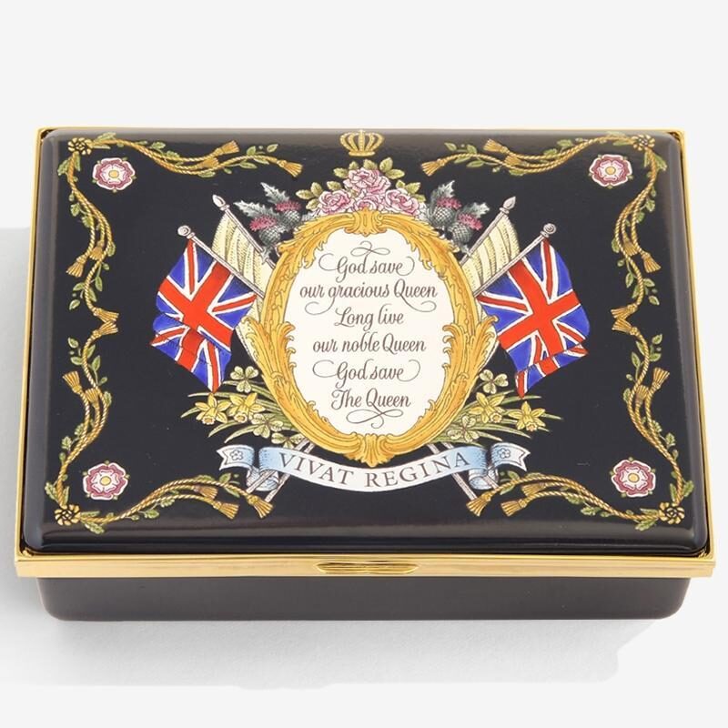 Halcyon Days "Vivat Regina" Prestige Enamel Box Navy