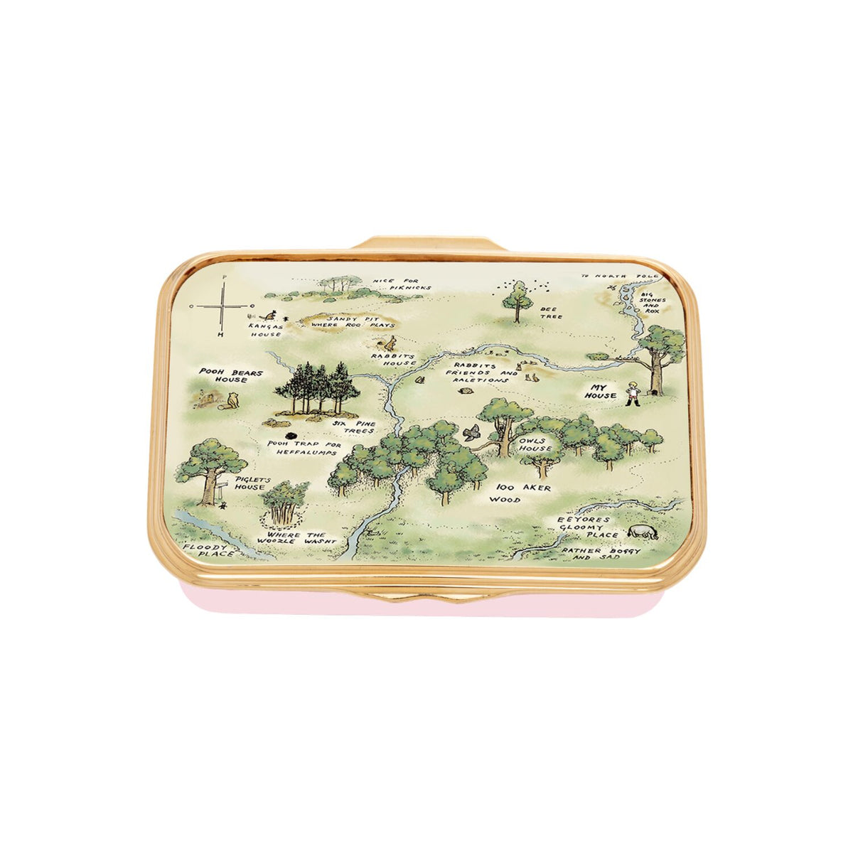Halcyon Days Winnie-the-Pooh "Hundred Acre Wood" Enamel Box in Darling Pink