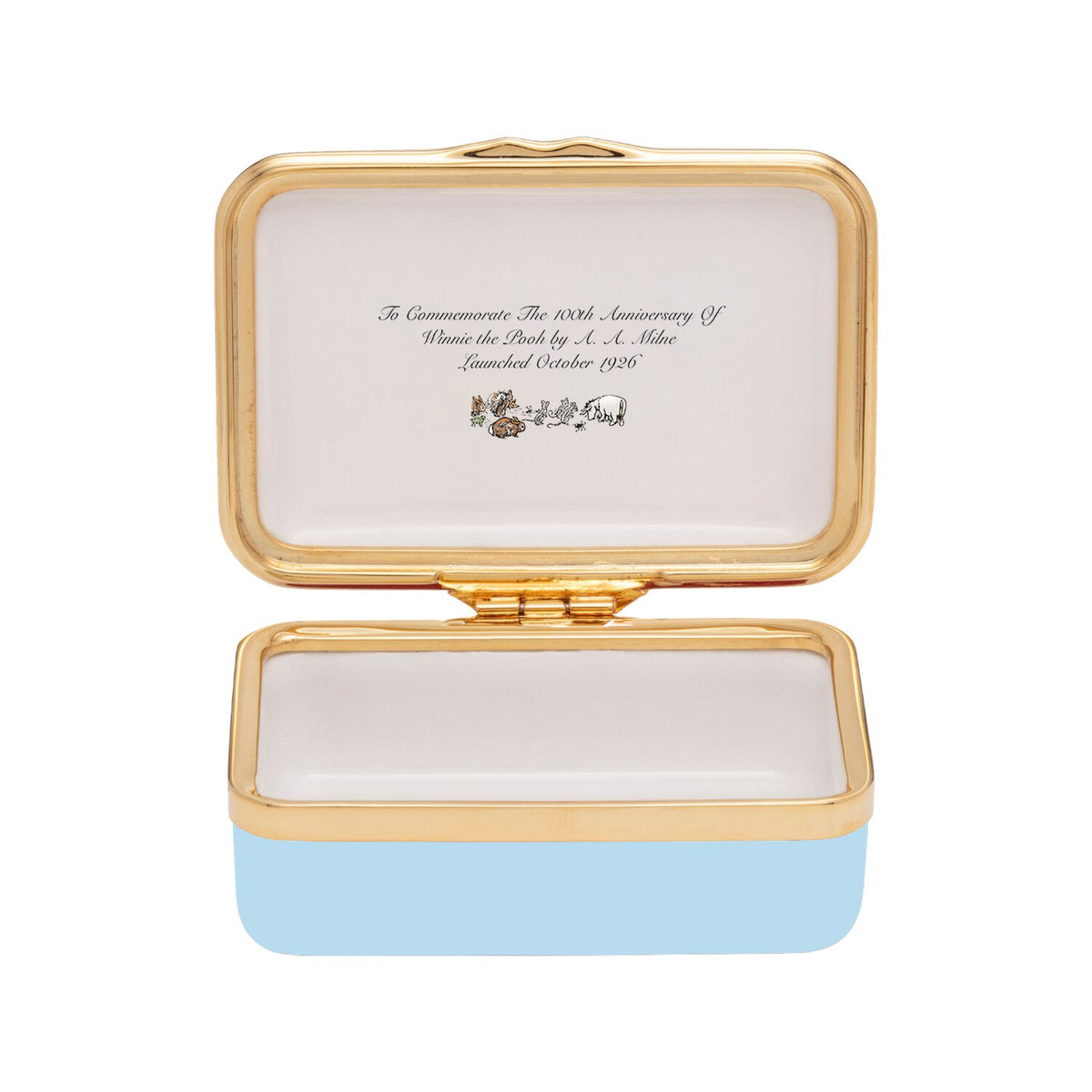 Halcyon Days Winnie-the-Pooh "Hundred Acre Wood" Enamel Box in Winter Blue, view 2