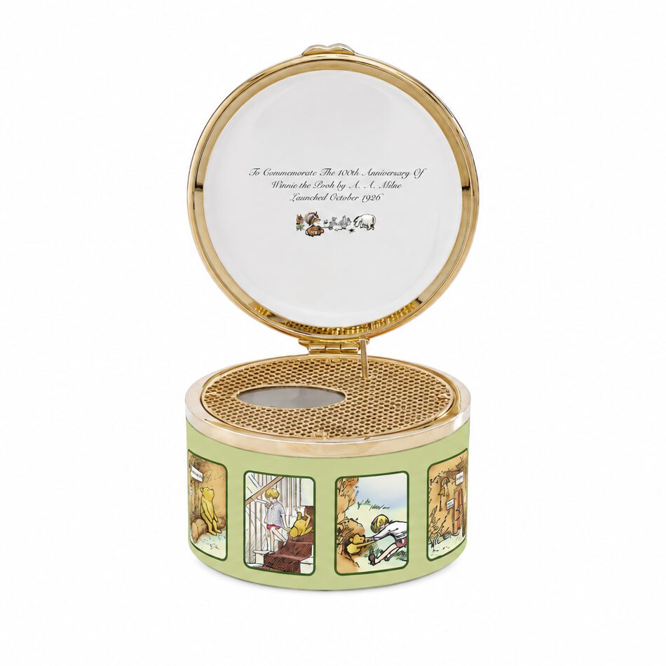 Halcyon Days Winnie-the-Pooh "Hundred Acre Wood" Enamel Musical Box - Happy Birthday, view 2