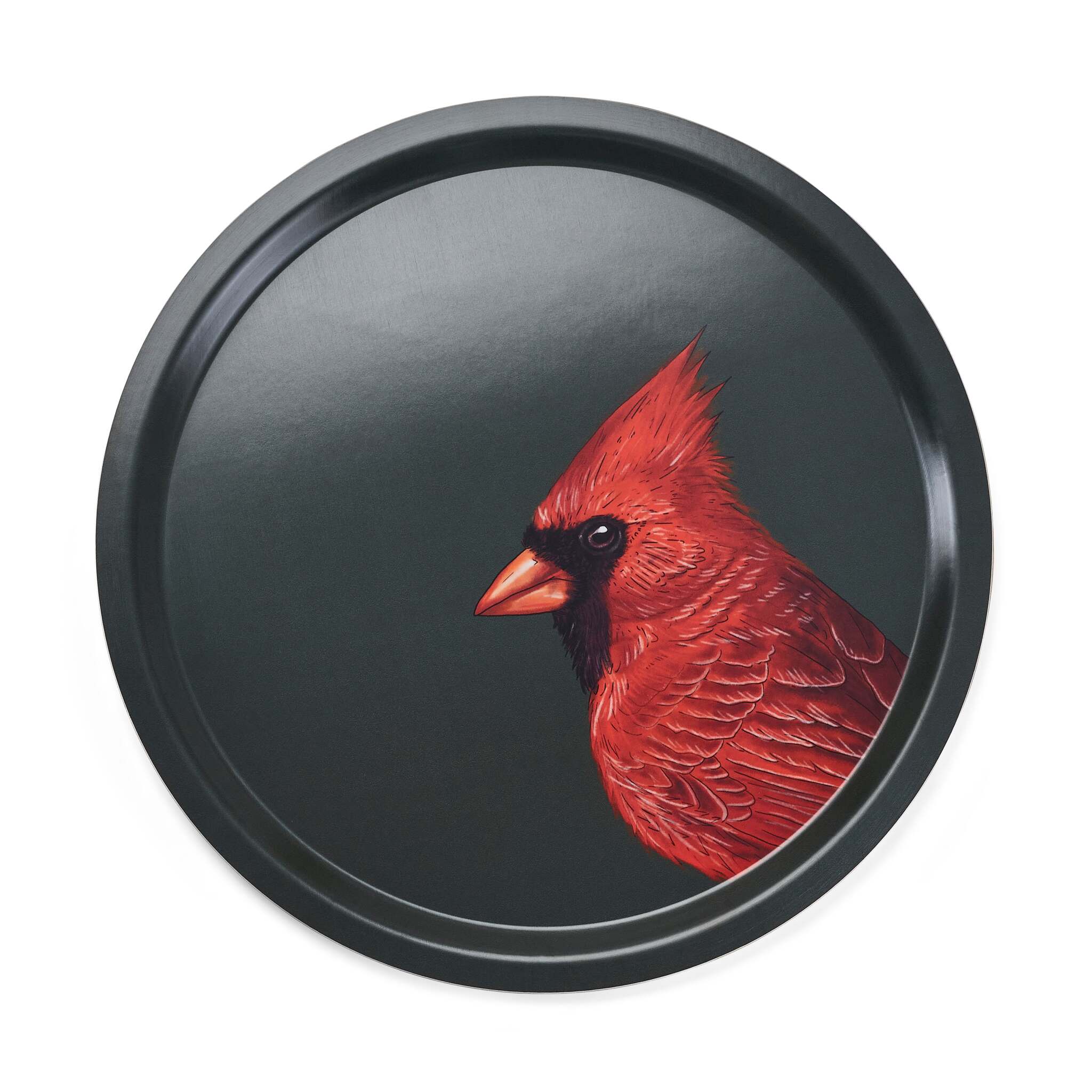 Halcyon Days Woodland Wildlife Red Cardinal - Round Birchwood Tray