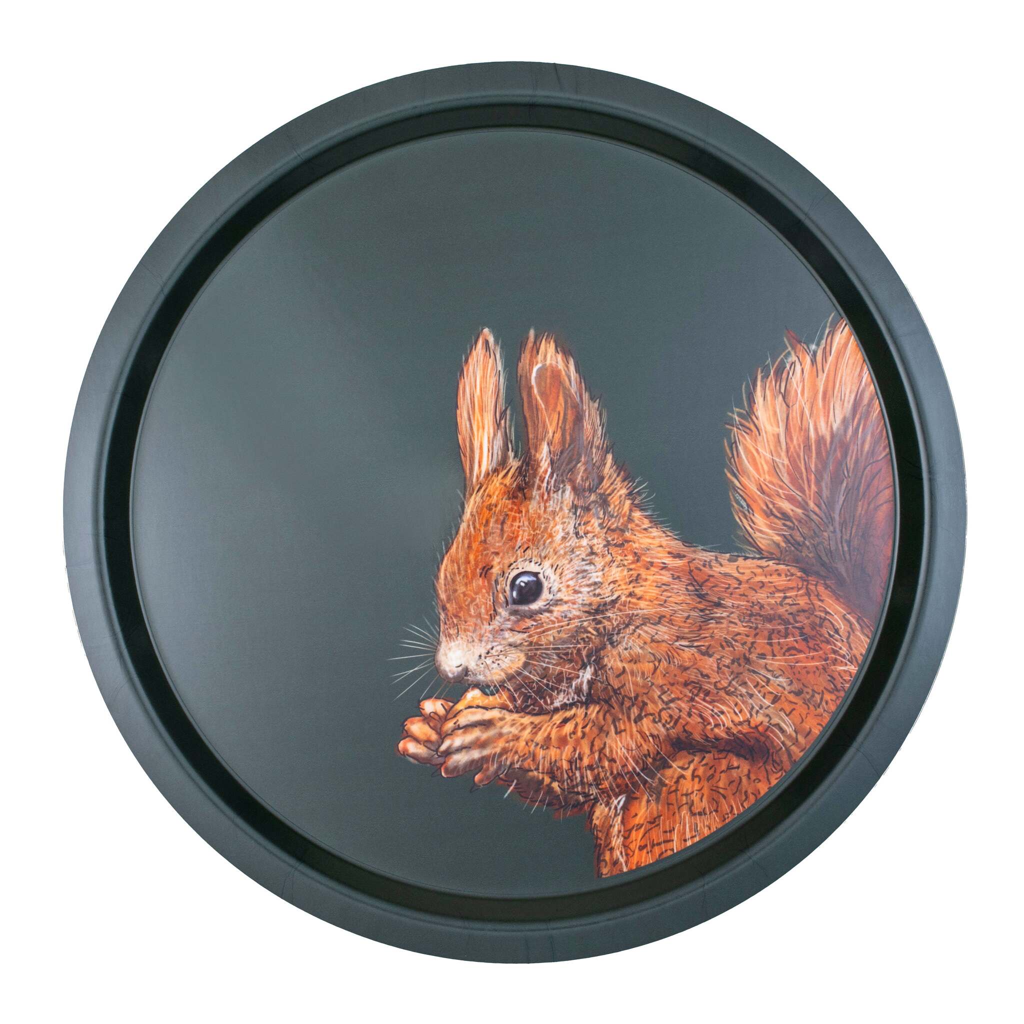 Halcyon Days Woodland Wildlife Squirrel - Round Birchwood Tray