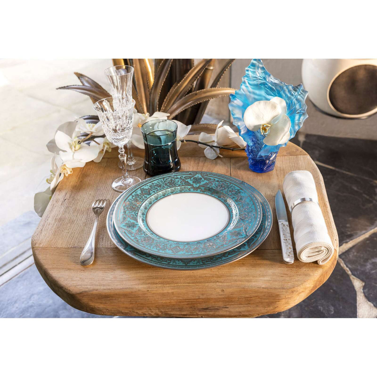 Haviland Matignon Pool Blue Platinum Dinner Plate, alternate view